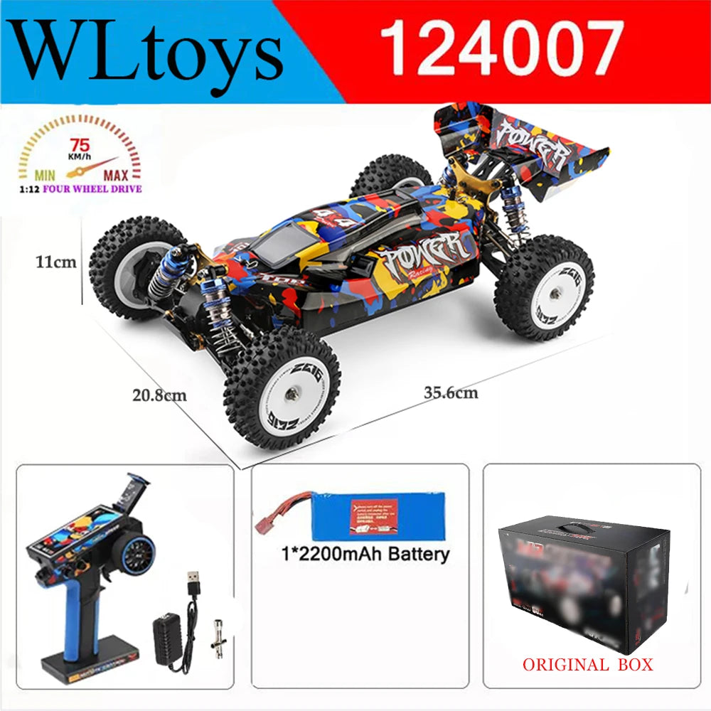 Wltoys New 124017-V8 1/12 2.4G Racing RC Cars 4WD Brushless Motor 75Km/H High Speed ​​Remote Control Off-road Drift Toys For Aduit