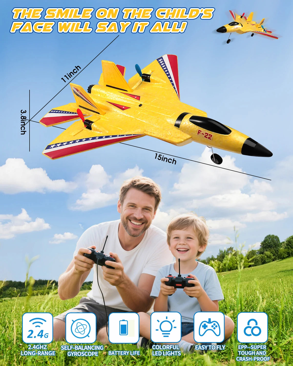 F22 Raptor RC Plane 2.4G 2CH RC Foam Flying Model Glider With LED Lights Remote Control Foam Fighter Airplane Toys for Children