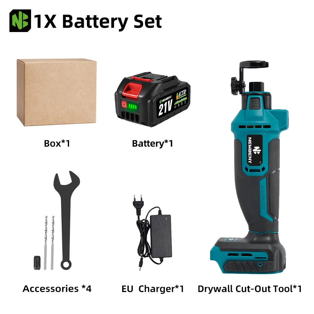 NEWBENY Brushless Drywall Cut Out Tool 30000RPM Cordless Cutting Saw Woodworking Cutter Power Tools Set For Makita Battery Pin