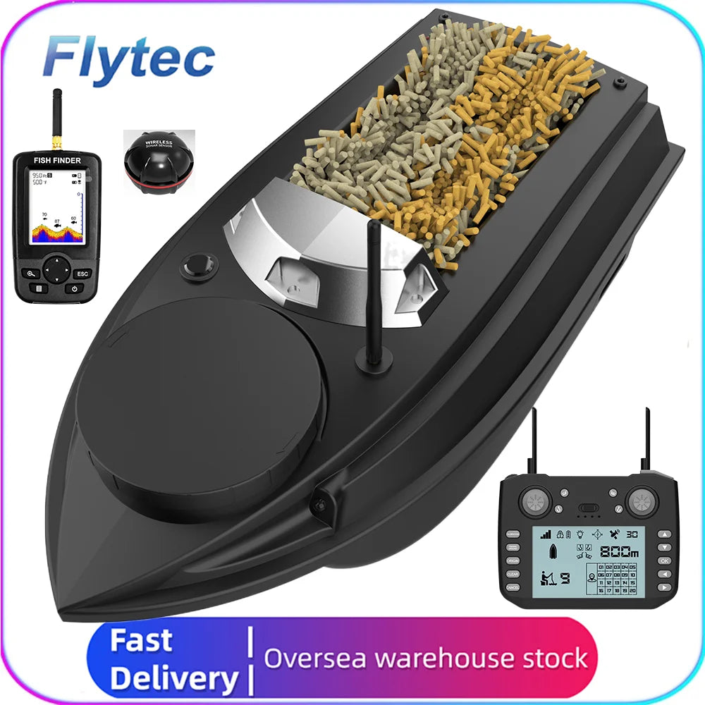 Flytec Official Store V030 12V High Speed ​​800m Autopilot 180 Points GPS Boat Fish Finder Sonar 3KG Bait Load RC Boat For Fishing