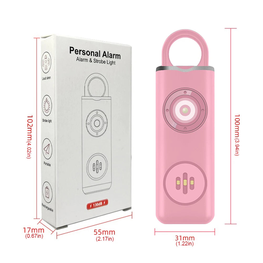 Carrying Scream Loud Panic Alarm 130dB Loud Personal Safety Alarm Flashlight Self Defense Electronic Device for Girl Child Women