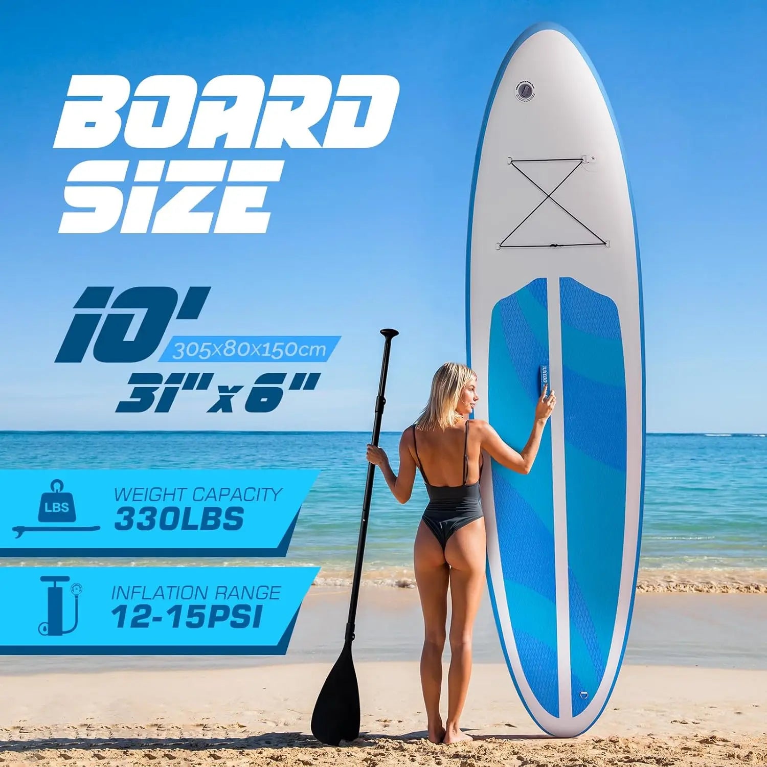 305 cm Tabla de Sup Stand Up Paddle Board Inflatable, Tabla de Surf con Accesorios Completos para JóVenes Y Adultos