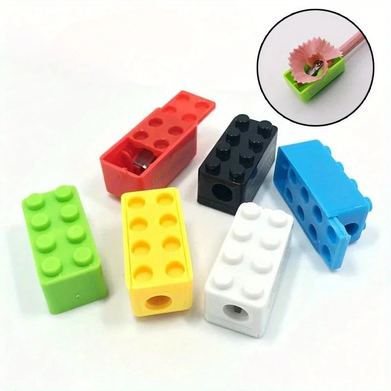 10pcs Building Blocks Pencil Sharpener Office And School Supplies Student Stationery