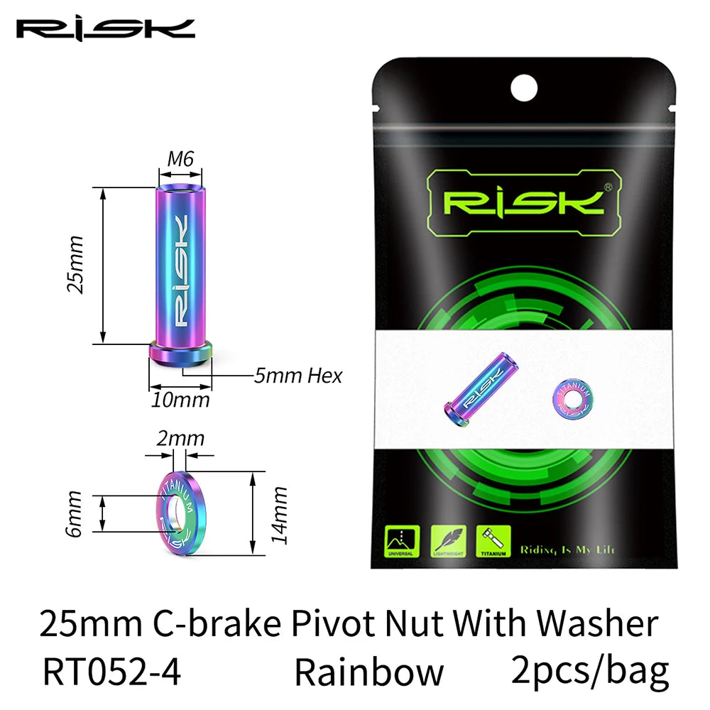 RISK Bicycle C Brake Caliper GR5(TC4) Titanium Road Bike C Clamp Fixed Nuts With Washer M6 x 10/15/20/25/30/40mm Cycling Parts