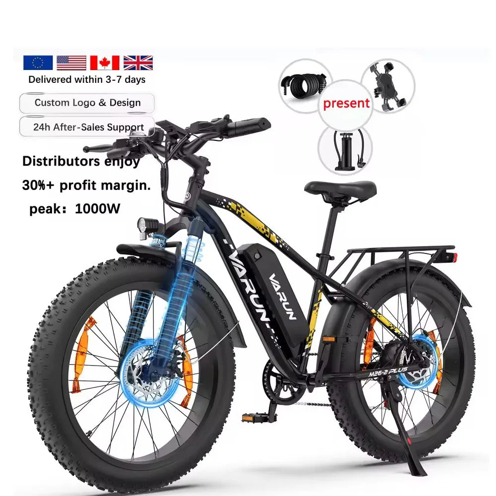 Electric Bicycle 26inches Tires 750W E-bike 48V 15AH E-Mountain Bike 7 Speed Long Range Ebike Adult Electric Bike