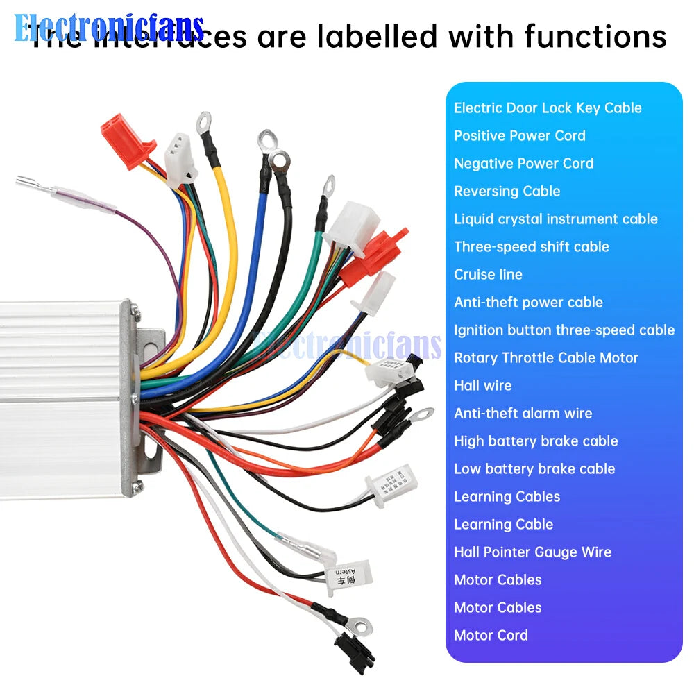 36-72V E-bike 350-1500W Intelligent Brushless Controller For E-bike Electric Scooter Accessories