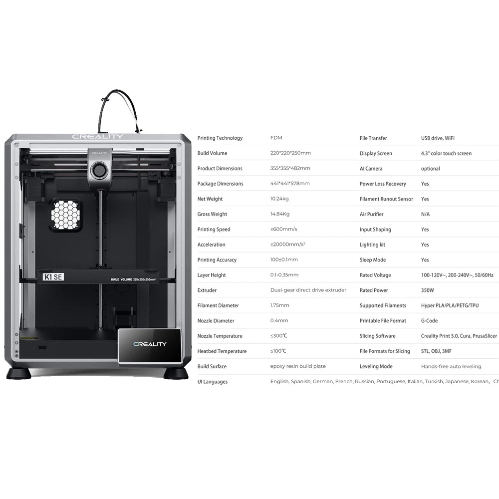 CREALITY K1 MAX K1C K1 SE K1 3D Printer High-Speed ​​Printing Auto Leveling Direct Extruder All Metal FDM K1 Series 3D Printer