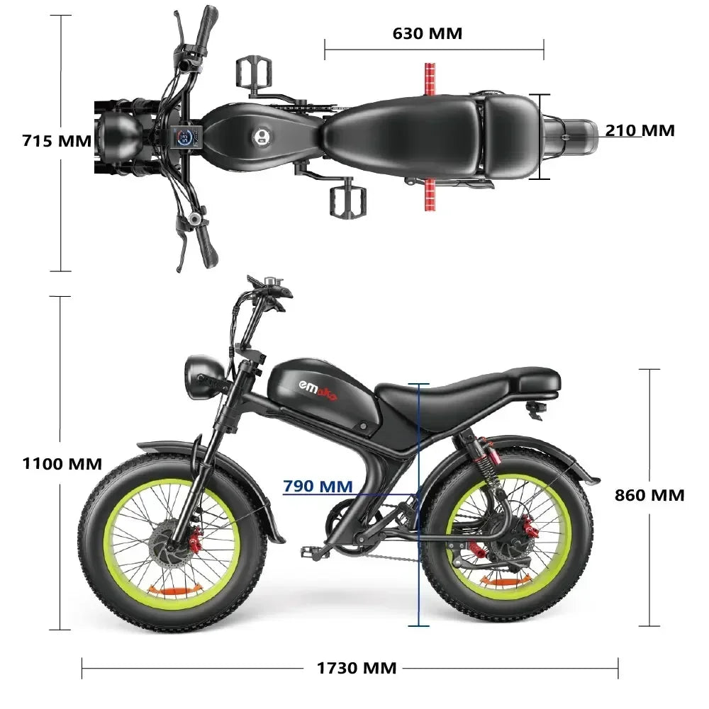 EMOKO C93 2000w dual motor 48V 23AH lithium battery adult Electric bicycle  20 inch fat tire mountain off-road Electric bike