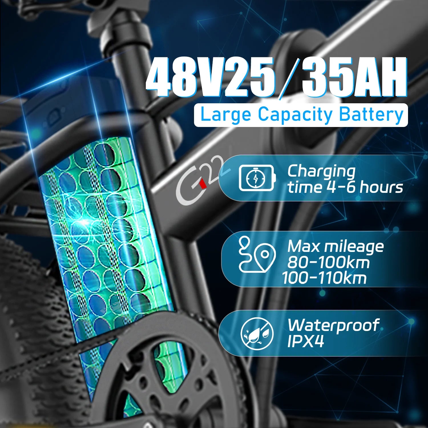 DEEPOWER G22 2000W Motor Electric Bicycle 48V 35AH LG Battery Ebike Folding Mountain Electric Bike Outdoor 7-speed Adult Bicycle