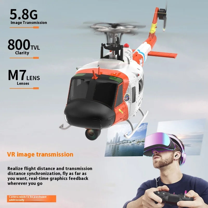Yuzuru F07S Remote Control Combat Helicopter Uh-1 Huey Model Airplane Realistic RC Toy for Ages 14+ Birthday Gift
