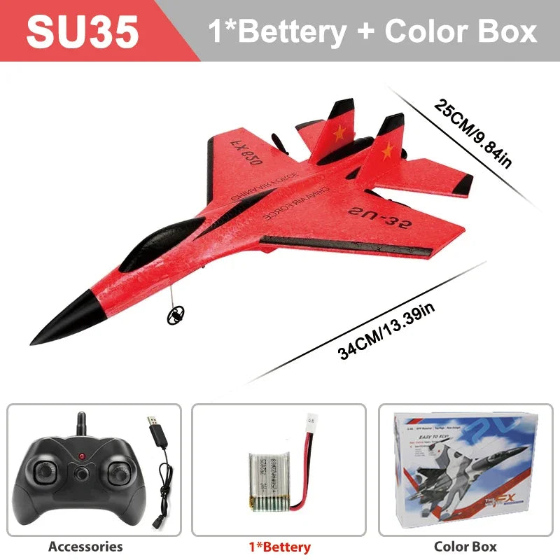 RC Plane SU35 2.4G With LED Lights Aircraft Remote Control Flying Model Glider Airplane SU57 EPP Foam Toys For Children Gifts