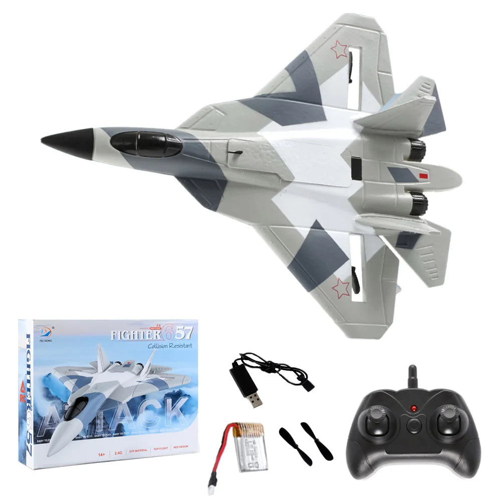 FX657 RC Foam Fighter Plane - 2.4G Radio Control Glider, Light Impact-Resistant Toy for Boys & Kids