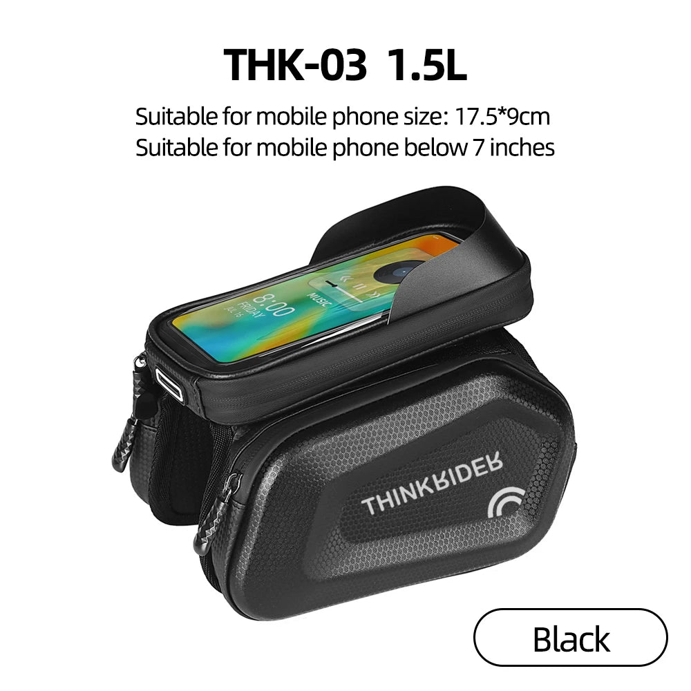 ThinkRider Bike Bag 2L Frame Front Tube Cycling Bag Bicycle Waterproof Phone Case Holder 7 Inches Touchscreen Bag Accessories