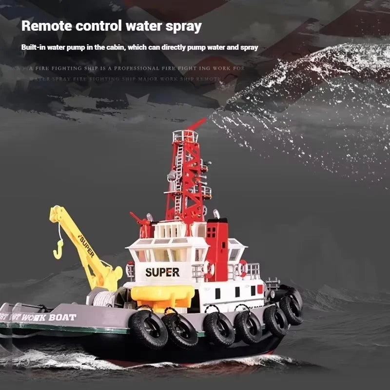 Hot Selling Remote Control Rc Ship Simulation Fire Boat With Spray Water Model High-Speed And Ultra Long Endurance Rescue Boat