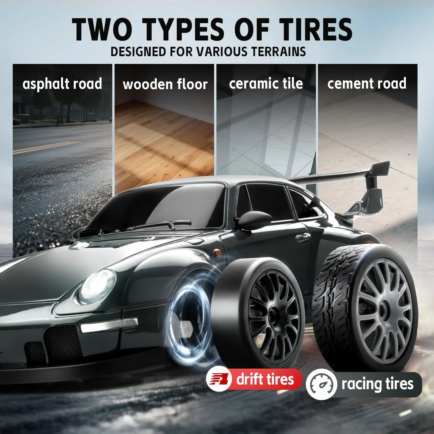 New 4WD Rc Cars 1:24 RC Drift Car 2.4G with Dual Drifting Tires and LED Lights 20+KM/H Race Toy Remote Control Car for Adult Kid