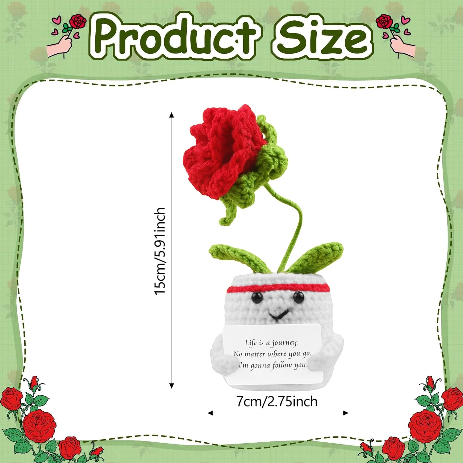 Positive Energy Pocket Hug Crochet Doll, Mini Handmade Knitted Plush Potato Turtle Vegetable Duck Funny Support Gift with Card