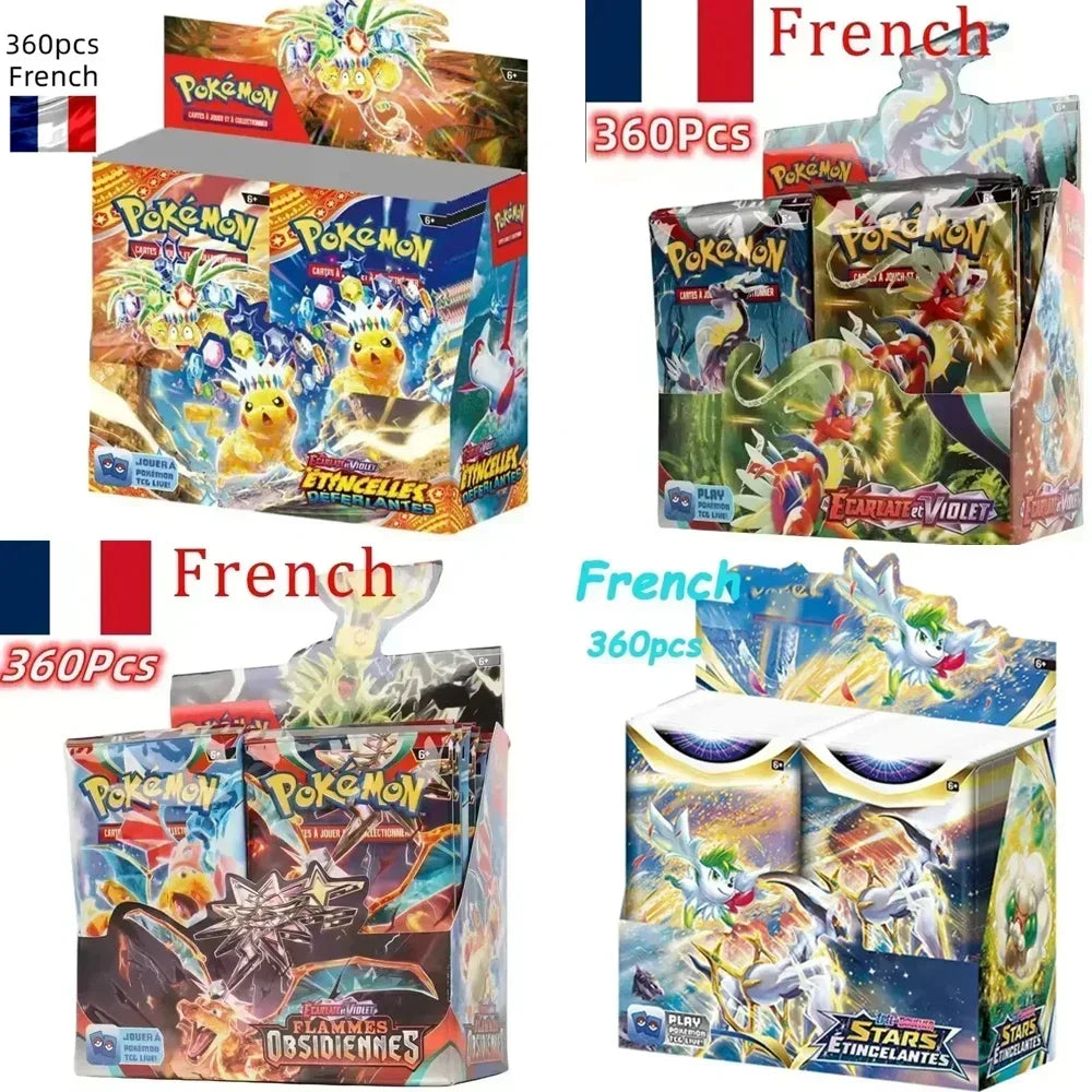 ★360P French Pokémon TCG: Ecarlet & Violet Etsncelles Astral Radiance Obsidian Flames Booster Box Pokemon Cards Game 36 Pack Box