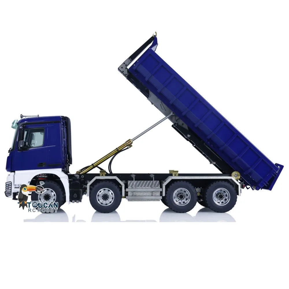 LESU RC Hydraulic Dump Truck 8x8 RTR 1/14 Scale RC Metal Roll On/Off K3363 Full Dump Car Model Lights Sounds Toy Gift THZH1708
