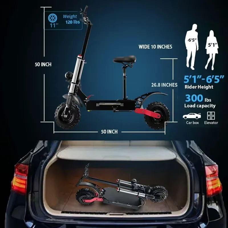 1200-6000W Electric Scooter Single/Dual Motor Electric Scooter Adult 60-85km/h Fast Speed 85KM Long Range 20-30AH Battery EU US