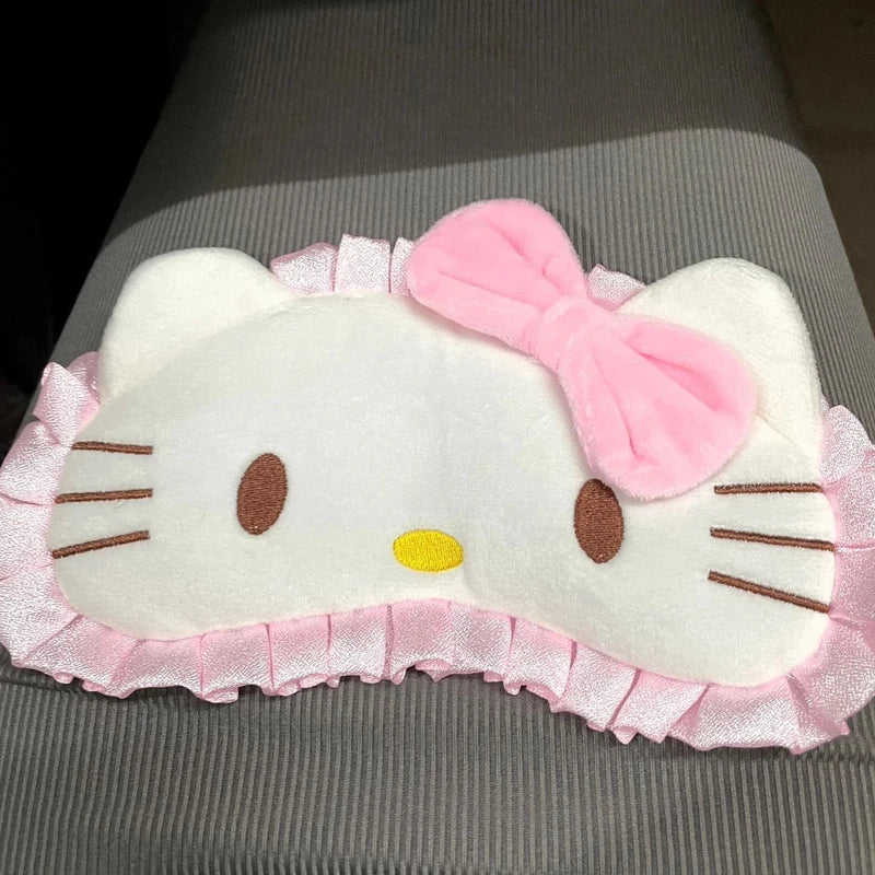 Kawaii Pink 3D Hello Kitty Eye Mask Japanese Cute Charm Winter Blackout Eye Mask Birthday Gift Melody Sleep Eye Mask