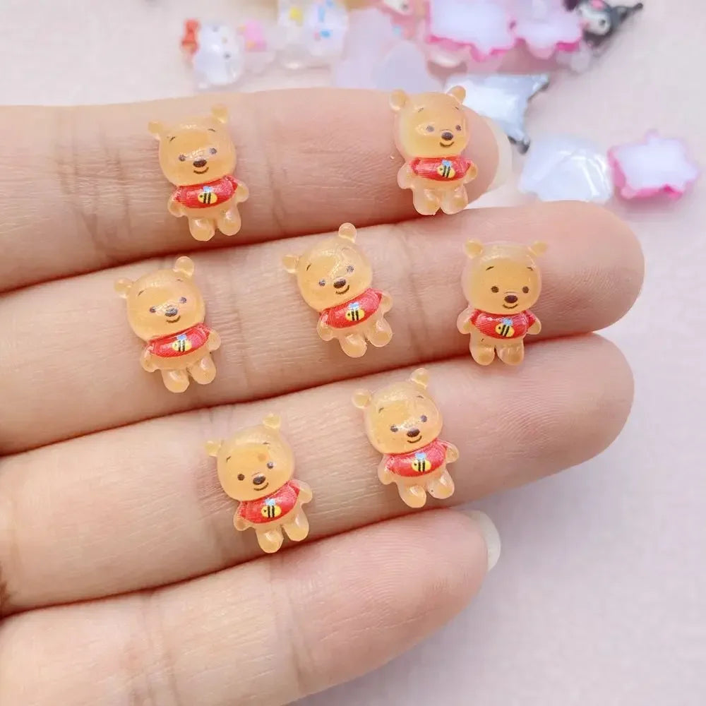 50 pcs Hars Mini Cartoon Animals Cats, Puppies, Rabbits Steentjes Beeldjes Nail Art Haarspeld Diy Plakboek Accessoires Ambachten