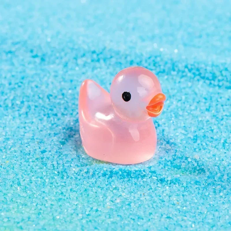 Mini Duck Glow At Night Miniature Figurines Cute Fairy Garden Decoration Luminous Swan Duck Desk Ornaments Dollhouse Crafts DIY