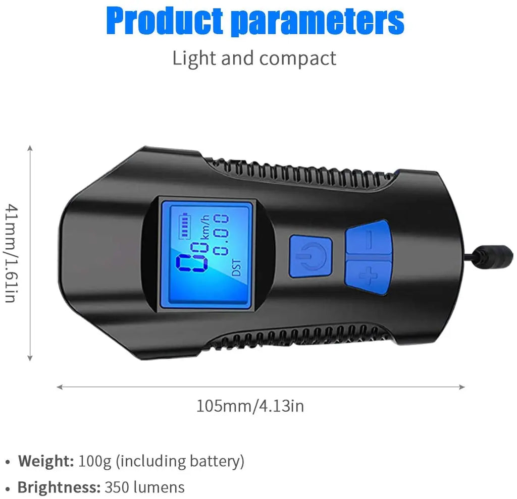 Bike Light Set,Bicycle Headlight with Horn and Speedometer Odometer,USB Rechargeable Bike Front Light and Tail Light