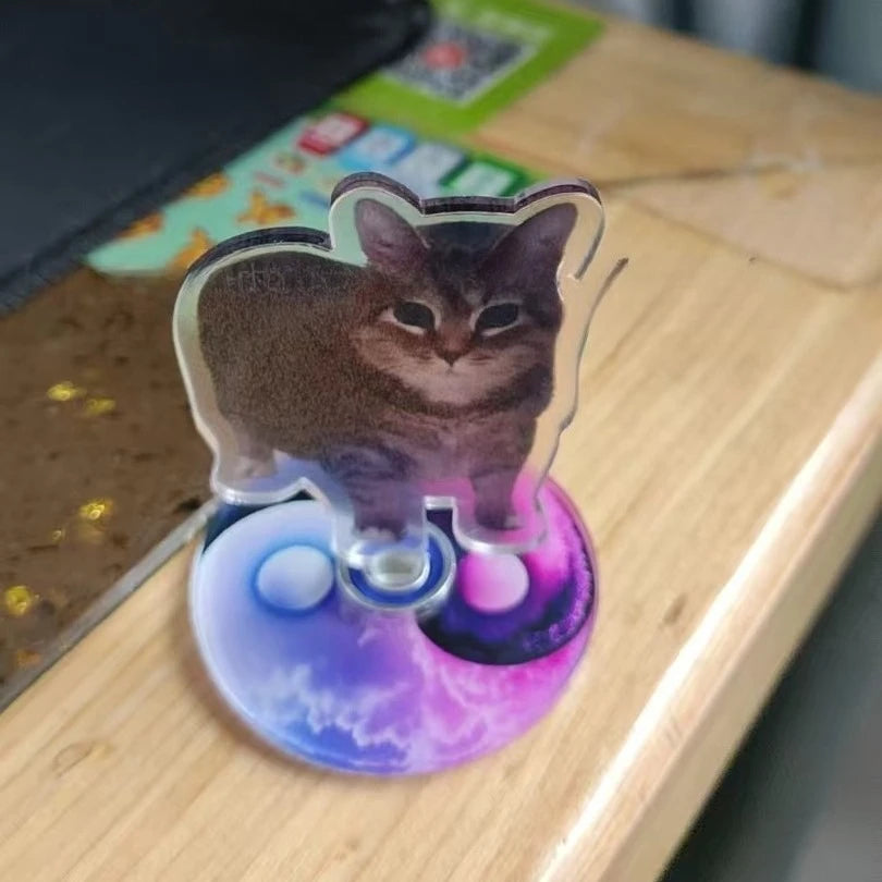 Cute Oiiai Cat NEW Pattern Acrylic 360° Rotating Kitten Stands for Desk Decoration Home Decor Car Motorcycle Kids Adults Gifts