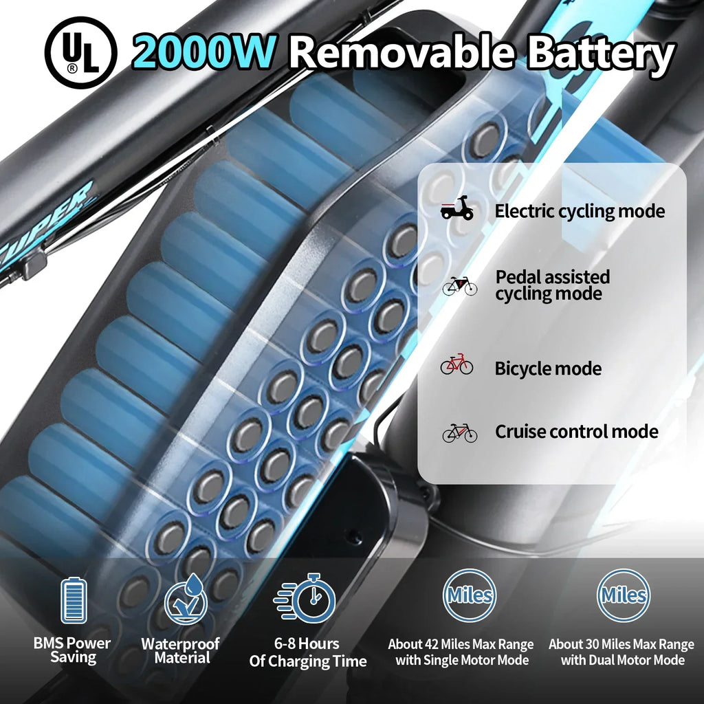 KETELES K800 Electric Bike 2000W Powerful Dual Motor 48V 23AH Battery 26*4.0 Fat Tire Bicycle Hydraulic Brake Mountain Ebike