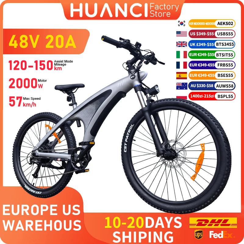 HUANCI Q5 electric bike 2000W electric bikes 27.5 Inch Electric bicycle  48V 20AH  electric e bike Mountain adults ebike fatbike