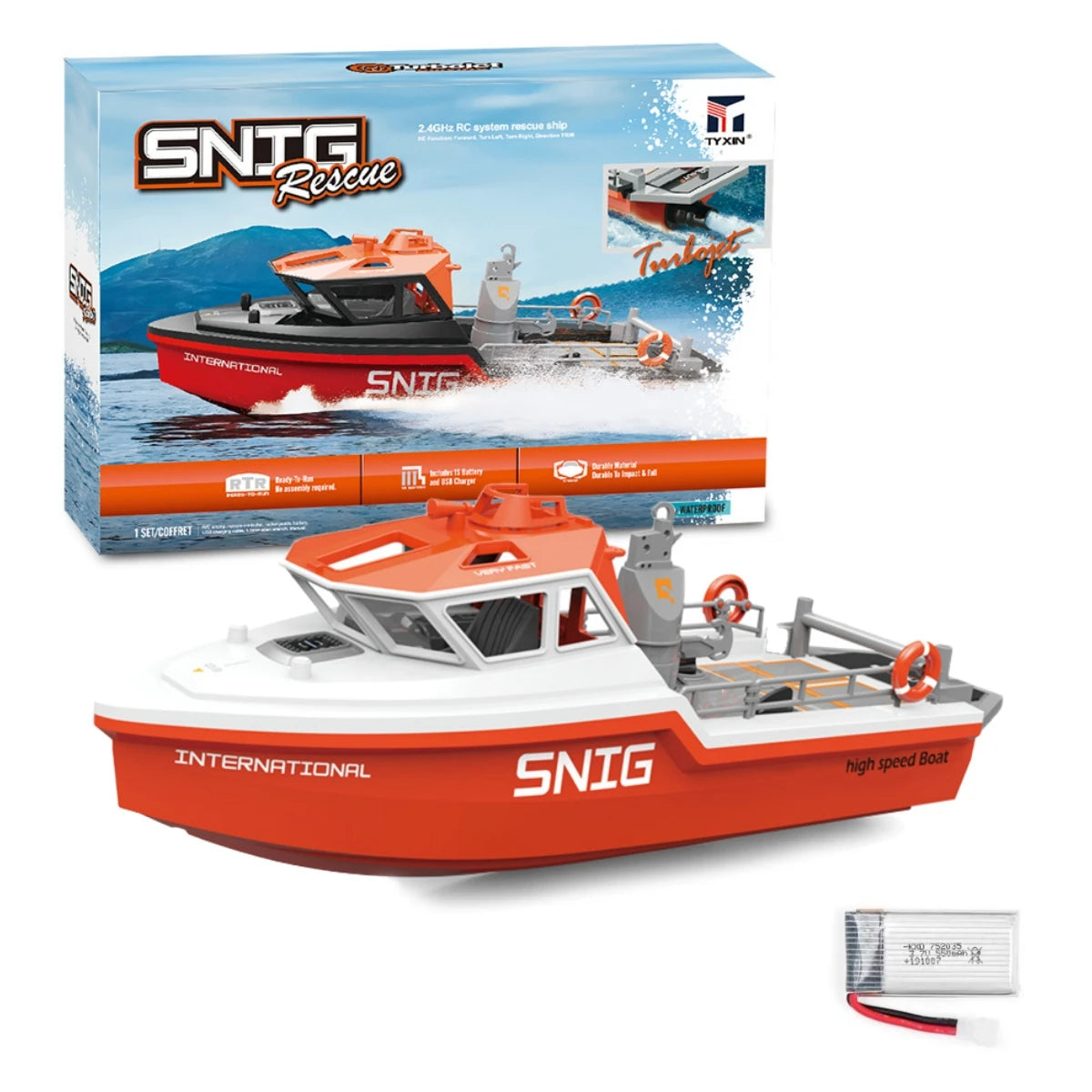 TX694 Rc Boat Brushless Motor Electric 2.4G 1/32 Remote Control Rescue Boat Model Pool Toys Gifts for Kids Boys