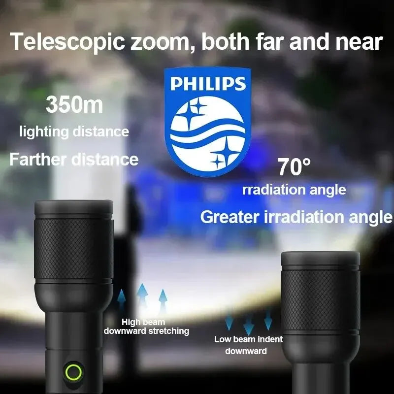 Philips SFL6168 LED Flashlight 1000Lumen1000m Portable Powerful Bright Flashlights Camping Lamp for Outdoor Hiking Self Defen