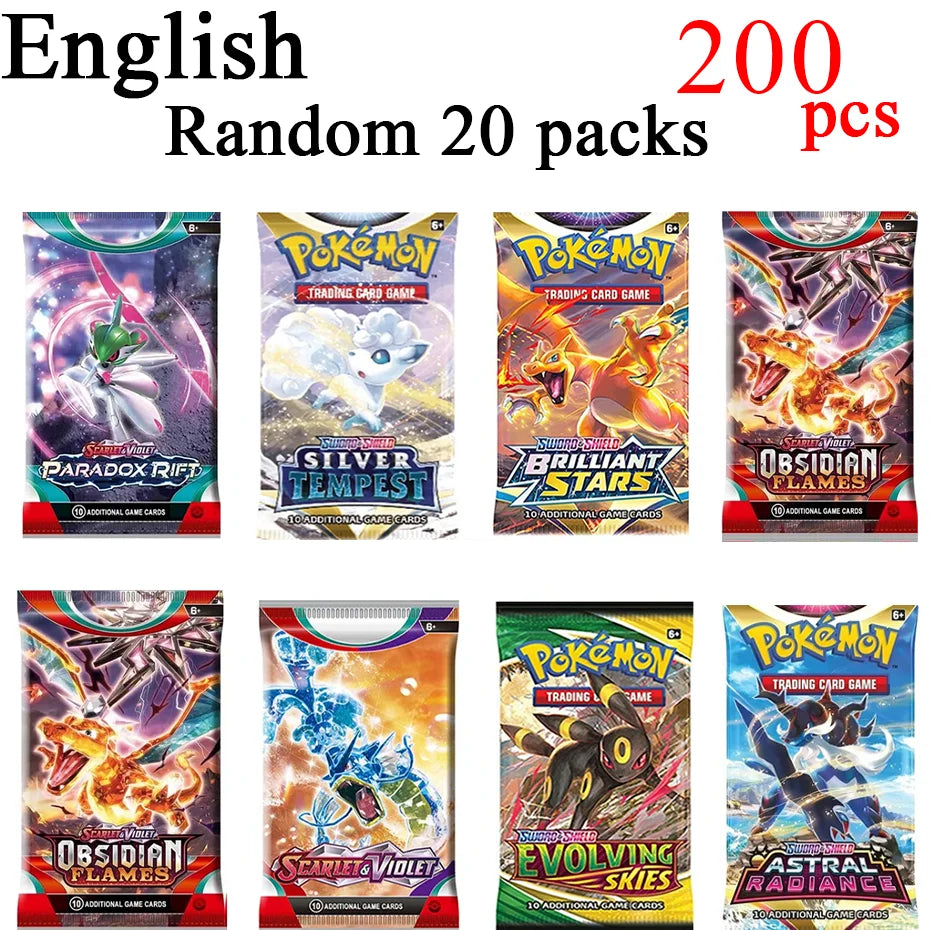 NEW 360PCS Pokemon Card White Flare Black Bolt Prismatic SPARKS Scarlet Violet 151 English Booster Battle Transaction Gift