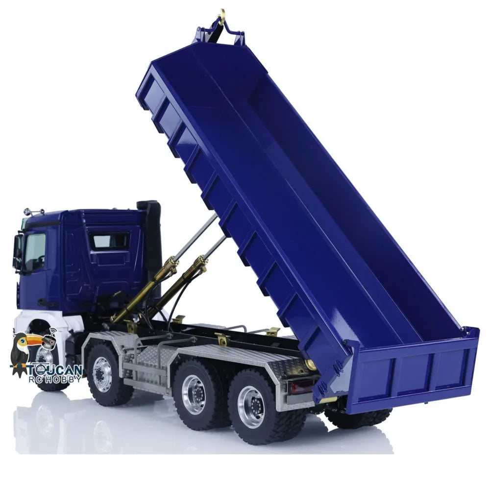 LESU RC Hydraulic Dump Truck 8x8 RTR 1/14 Scale RC Metal Roll On/Off K3363 Full Dump Car Model Lights Sounds Toy Gift THZH1708