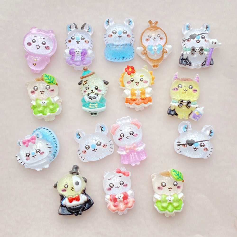 50pcs Resin Cartoon Mini Bees, Rabbits, Puppies Flatback Rhinestone Figurines Nail Art DIY Party Scrapbook Accessories Crafts