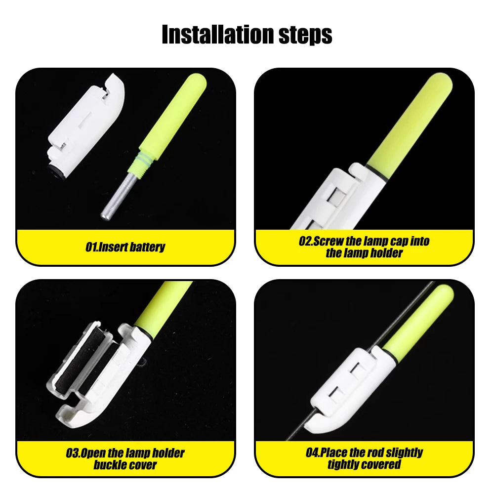 2PCS Fishing Floats Stick Light Warning Reminder Lights Fishing Buoy LED Rod Tip Luminous CR425 USB Charging Night Pesca Tackle
