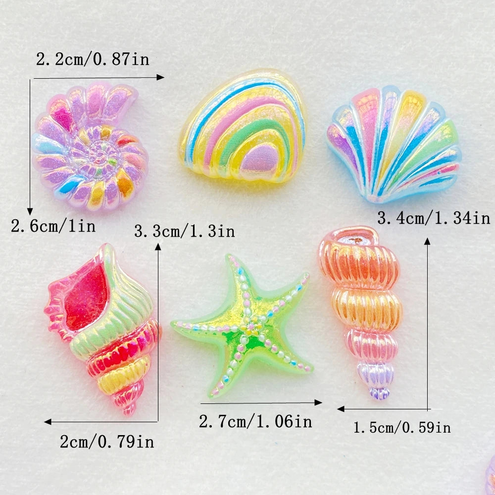 10Pcs New Cute Resin Cartoon Shell, Starfish Series Flat Back Scrapbooking DIY Jewelry Craft Decoration Accessories