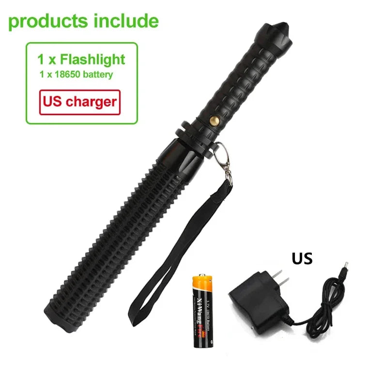 Wolf Tooth Stick Flashlight Strong Light Charging Outdoor Super Bright Multi Functional Telescopic Self Defense Window Patrol