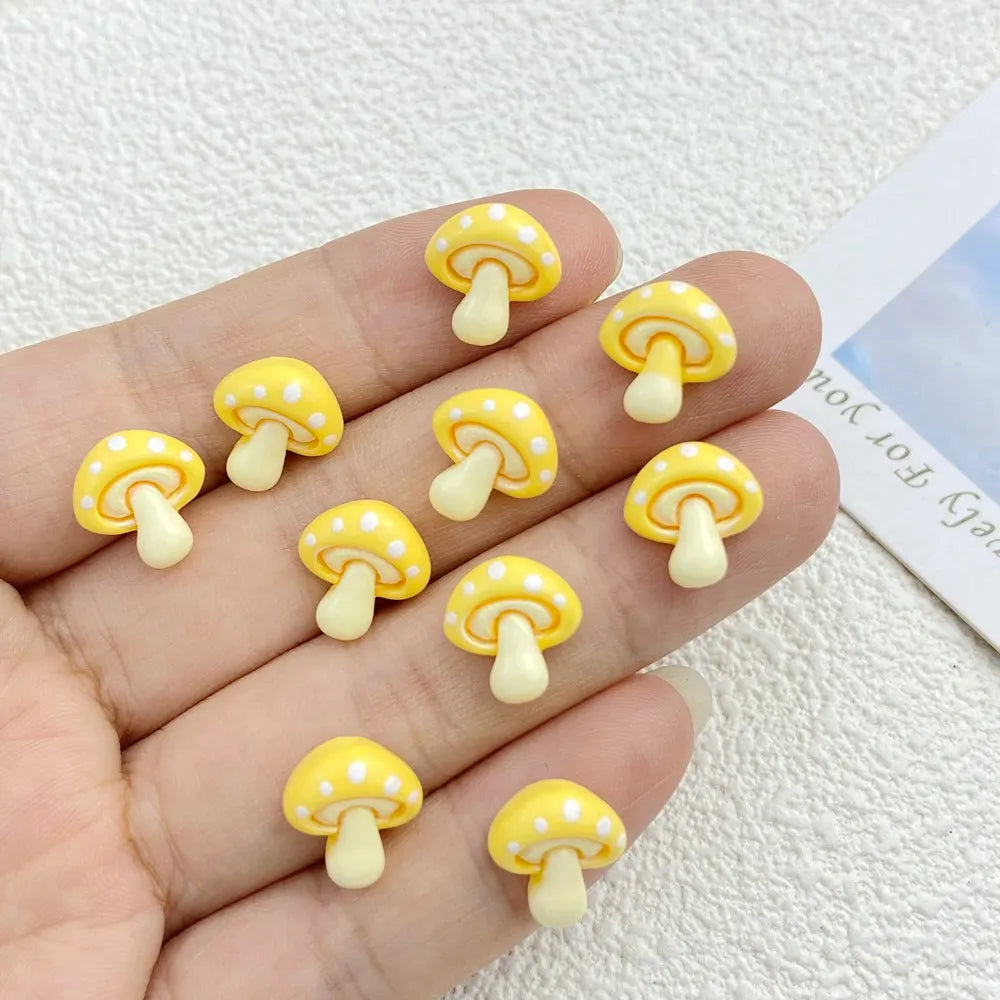 30Pcs New Cute Resin Small Mushroom  Flat Back Ornament Jewelry Making Manicure Hairwear Accessorie