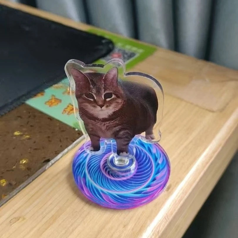 Cute Oiiai Cat NEW Pattern Acrylic 360° Rotating Kitten Stands for Desk Decoration Home Decor Car Motorcycle Kids Adults Gifts