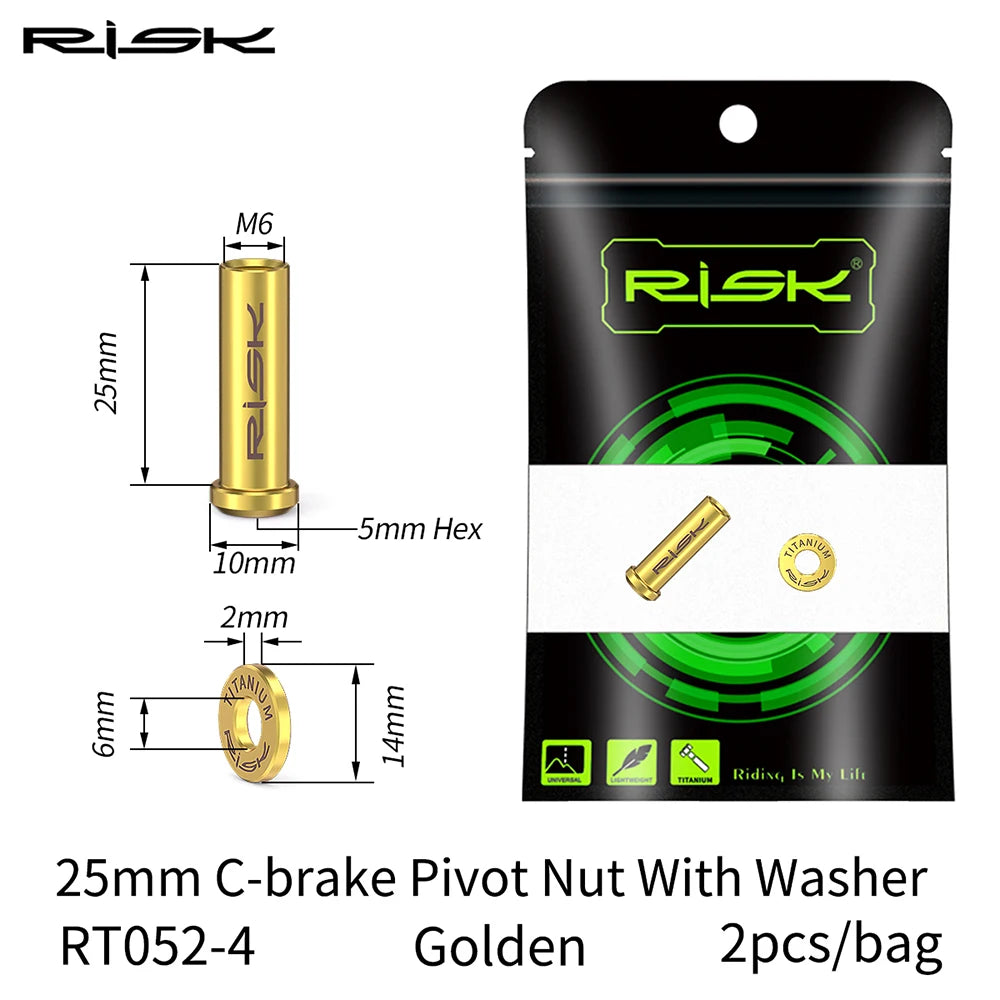 RISK Bicycle C Brake Caliper GR5(TC4) Titanium Road Bike C Clamp Fixed Nuts With Washer M6 x 10/15/20/25/30/40mm Cycling Parts