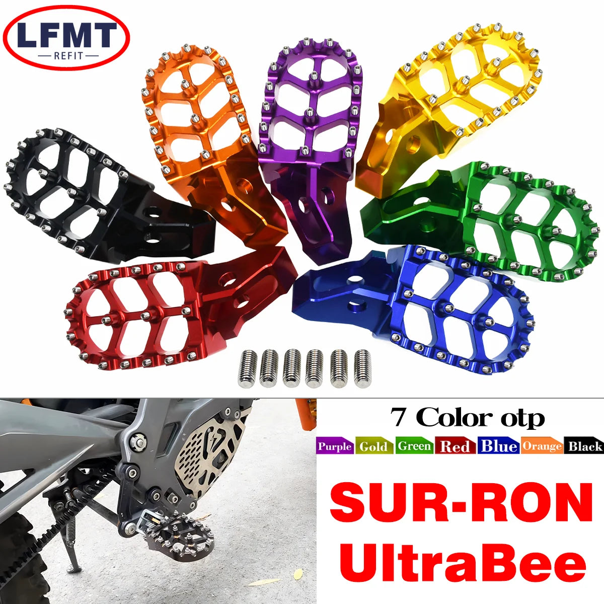 For Surron Ultra Bee Sur-ron UB Wide Footpegs Foot Pegs Rests Electric Dirt Bike Pedals Aluminium Alloy MX Surron Ultrabee Parts