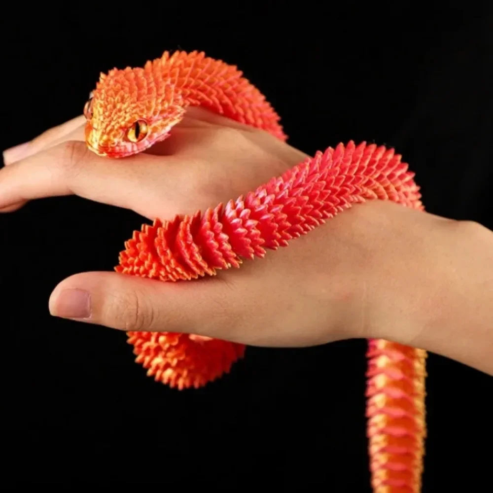 3D Printed Snake Multi-Joint Rotatable Stereoscopic Snake Office Desktop Ornament Home Decor Animal Model Figurine Car Decor