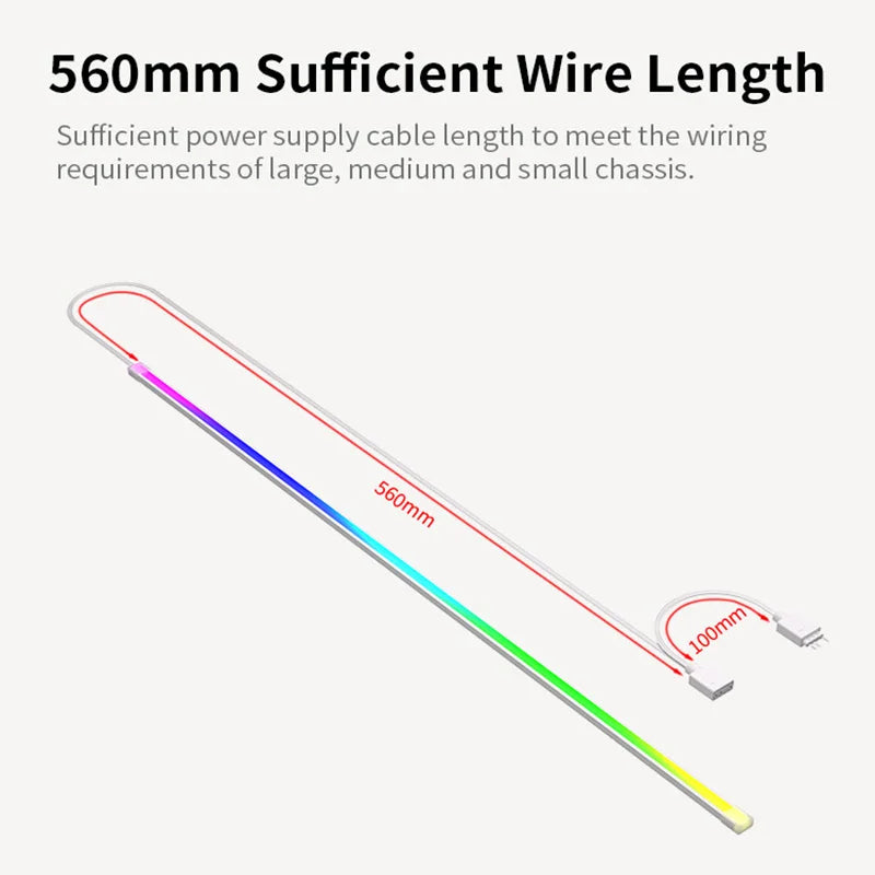 5V 3PIN ARGB LED Light Bar Colorful Atmosphere 40cm 3M Adhesive backing Flexible DIY Lamp Strip for PC Computer Case Chassis