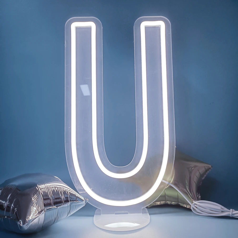45cm High Stand-Up Neon Letter Sign USB Plug-In Night Light Sweet Alphabet for Wedding Birthday Home Bar Festival Decor