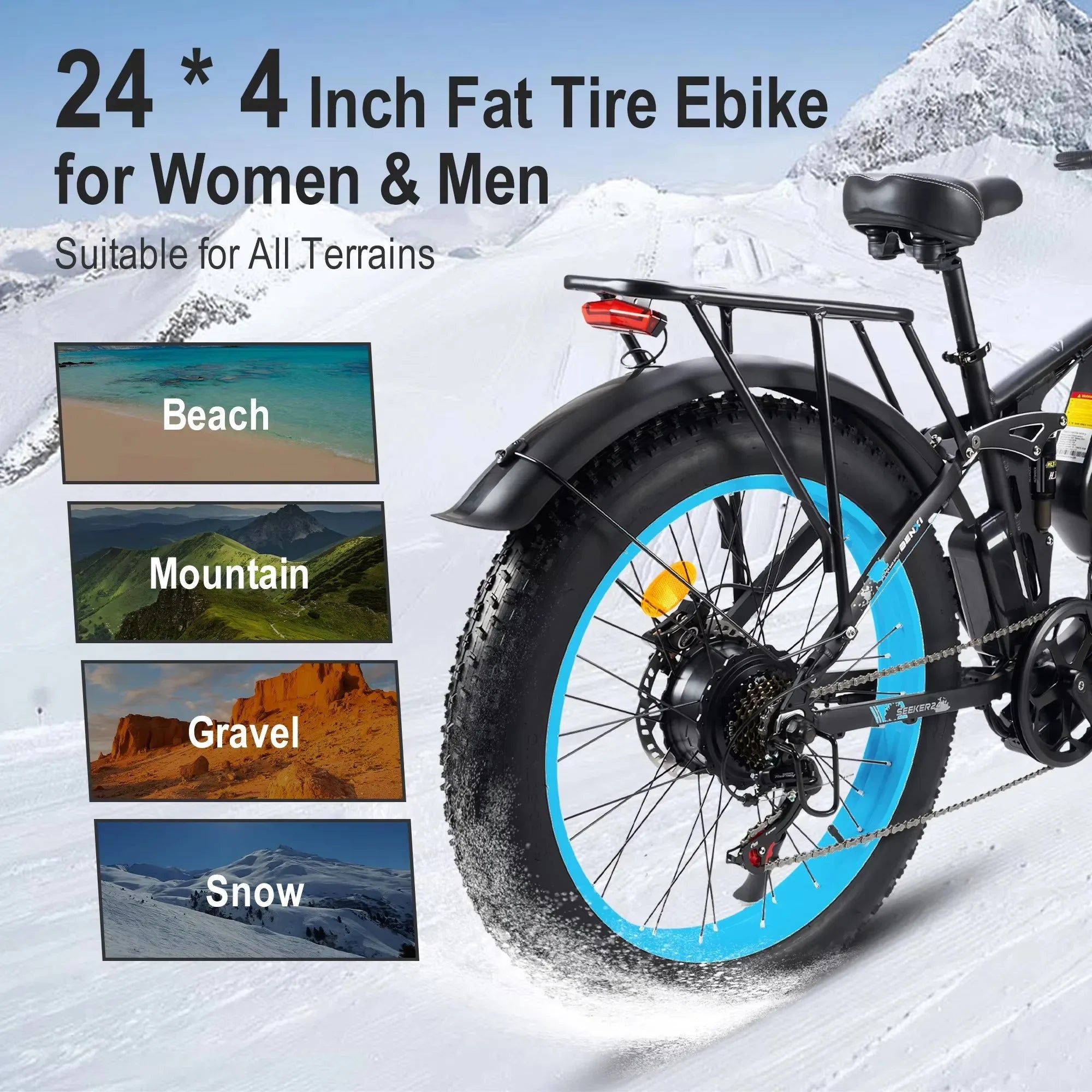 2025 New 24 Electric Bike 24 4.0'' Fat Tires 2000W Brushless Motor 55km h Max Speed 48V 23Ah Battery E-BIKE Electric Bicycle