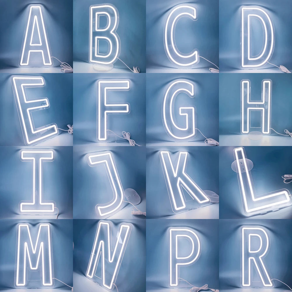 45cm High Stand-Up Neon Letter Sign USB Plug-In Night Light Sweet Alphabet for Wedding Birthday Home Bar Festival Decor