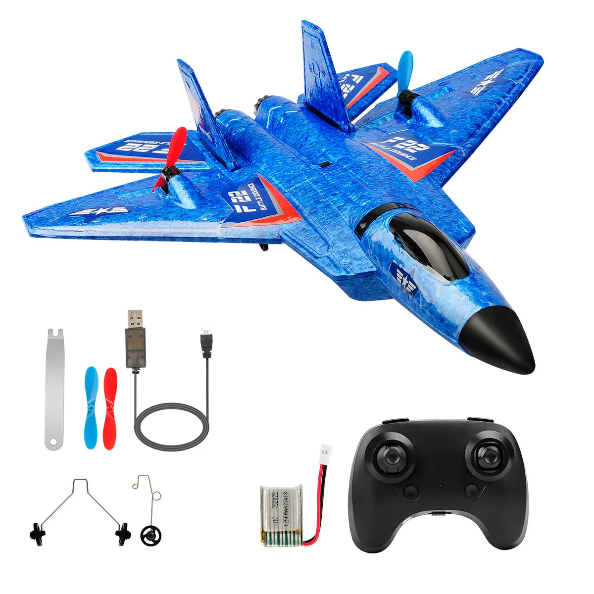 F22 Raptor RC Plane 2.4G 2CH RC Foam Flying Model Glider With LED Lights Remote Control Foam Fighter Airplane Toys for Children
