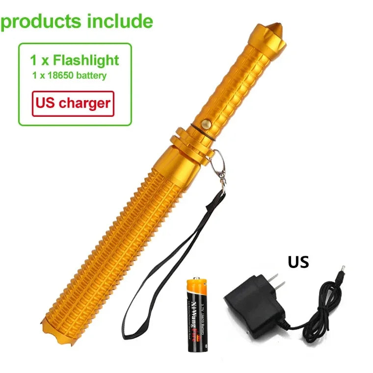 Wolf Tooth Stick Flashlight Strong Light Charging Outdoor Super Bright Multi Functional Telescopic Self Defense Window Patrol