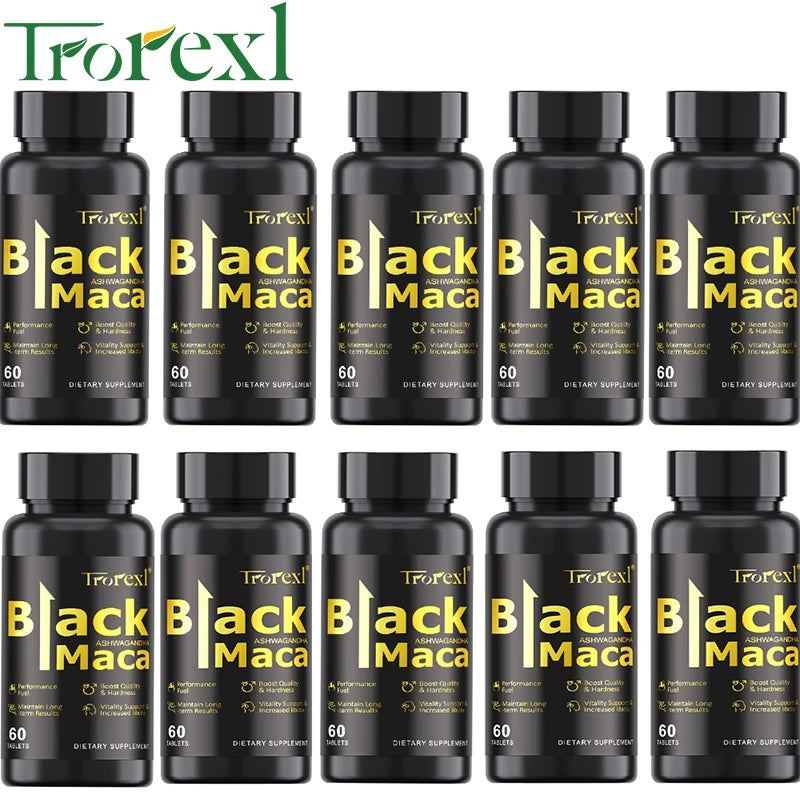 Organic Black Maca Pills 60 Tablets Men Enhancing Supplement Improve Size Endurance Promotes Healthy Energy